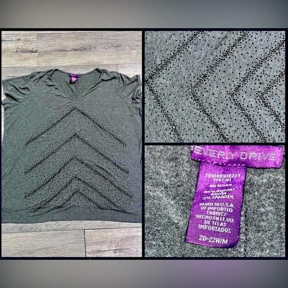 Women’s lightweight Summer Sequin Design gray plus size Top - Picture 2 of 5